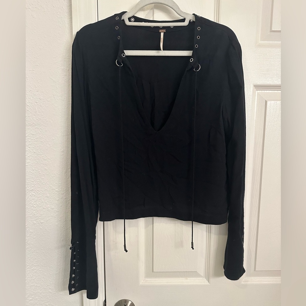 Free People Metal Eyelet Blouse